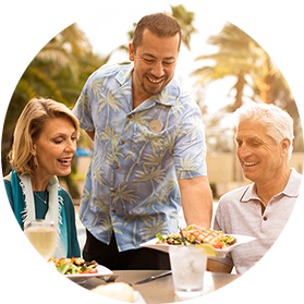 Guests being served a meal